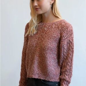 Red and white pointelle sweater cropped boutique by Coco and Jaimeson
